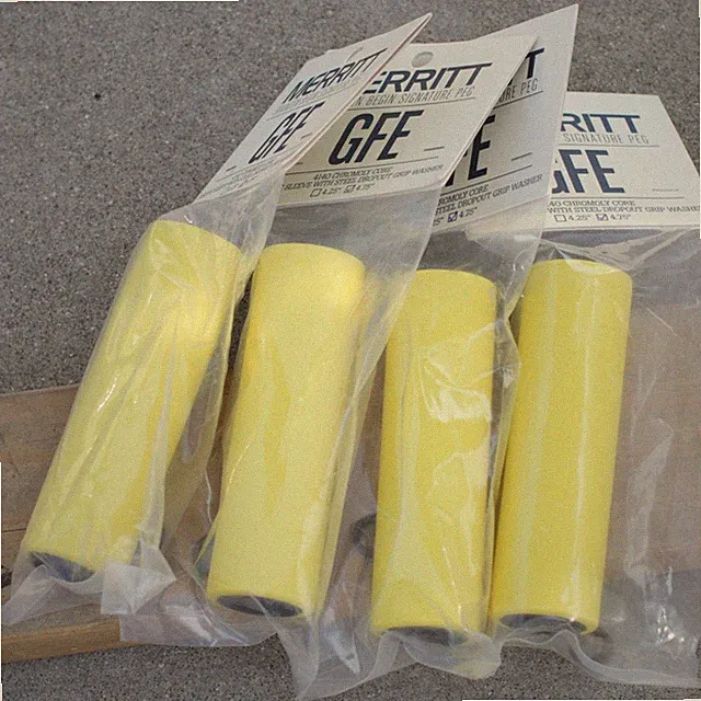 4x MERRITT BMX GFE PEGS 4.75" LONG YELLOW BRANDON BEGIN PRIMO ODYSSEY CULT