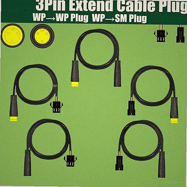 Ebike Extension Cable 3 Pin Male Female Waterproof For Electric Bicycle Use